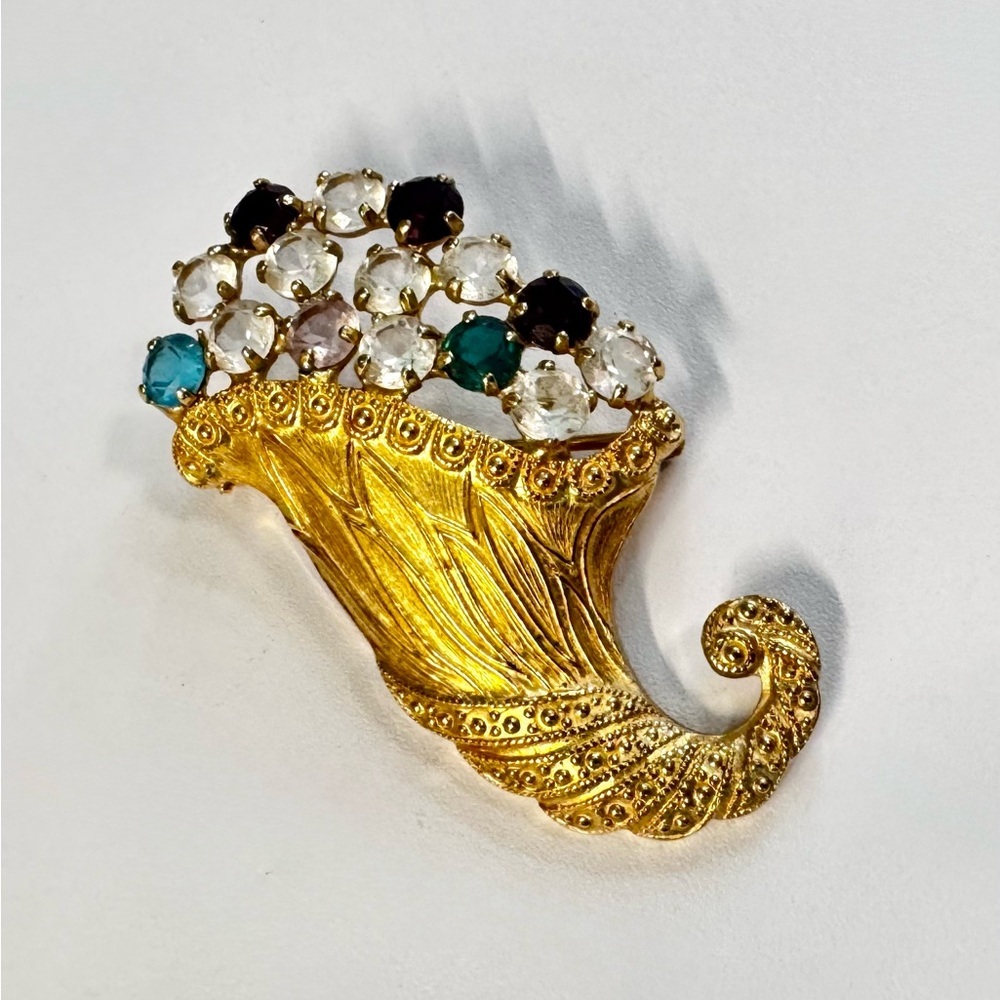 Vintage B. David Cornucopia Brooch Pin